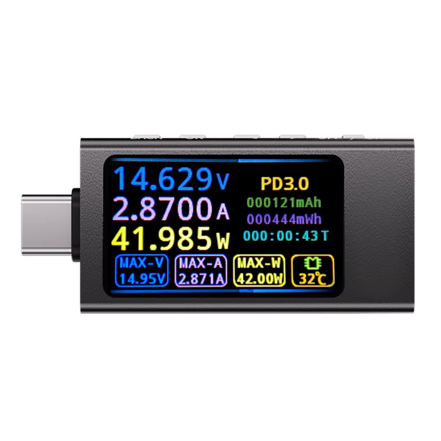 Diymore KWS-X1 Typ C Tester Voltmeter Amperemeter zur Schnelllade Erkennung und Kapazitätsmessung in Schwarz - Bild 5