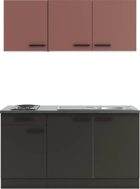 OPTIFIT Miniküche Nizza407/Madrid420 in Rostrot und Anthrazit, Breite: 150 cm - Bild 1