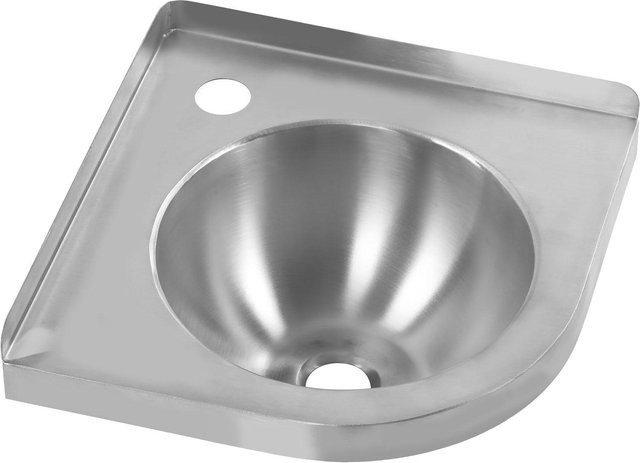 Aimo Eck-Dreieck-Waschbecken aus Edelstahl in Silber mit gebürsteter Oberfläche für Küche, Badezimmer, Boot oder Wohnmobil - Bild 1