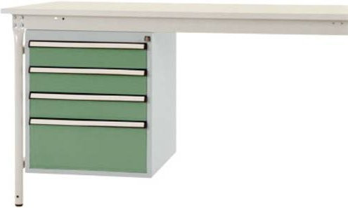Manuflex ZB4802.6011 Gehäuse-Unterbau stationär in Grün und Weiß mit 4 Schubfächern und Nutzhöhe 500 mm für Tischtiefe 800 mm - Bild 1