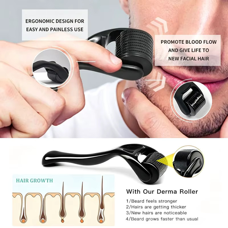 miqmi Derma Roller, 540 Nadeln, für Gesicht, Körper und Haare, Unisex - Bild 1