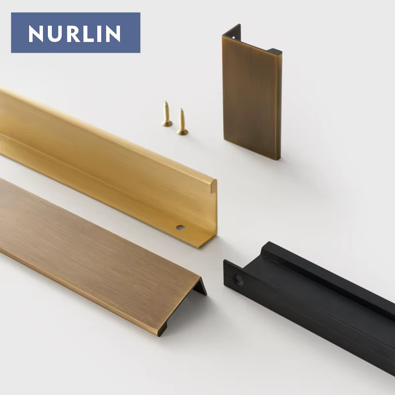Nurlin Lippengriff aus massivem Messing für Schrank und Schublade, bronzefarben - Bild 2
