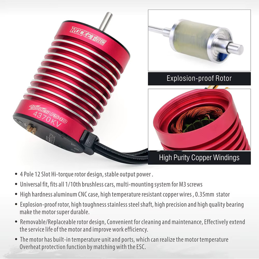 Surpass Hobby Supersonic V2 F540 F550 Brushless Motor, mit Temperatursensoranschluss, Metall, Rot - Bild 3