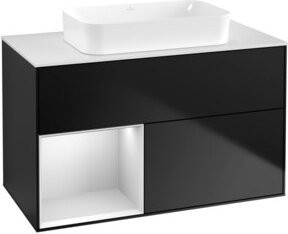 V&B Waschtischunterschrank Finion mit Wandbeleuchtung, Farbe Weiß lackiert, Breite: 100 cm, Tiefe: 60,3 cm - Bild 1