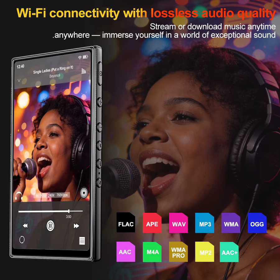 Famue MP3/MP4-Player mit Android 13, 4,3 Zoll Touchscreen, 4GB RAM, 32GB+64G Speicher, 13MP Kamera, 4K, HiFi, WLAN und Bluetooth 5.0 in Schwarz - Bild 2
