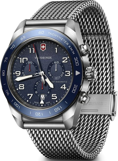Victorinox Chronograph, Quarz, Edelstahl, Blau, 42 mm, Herren - Bild 1
