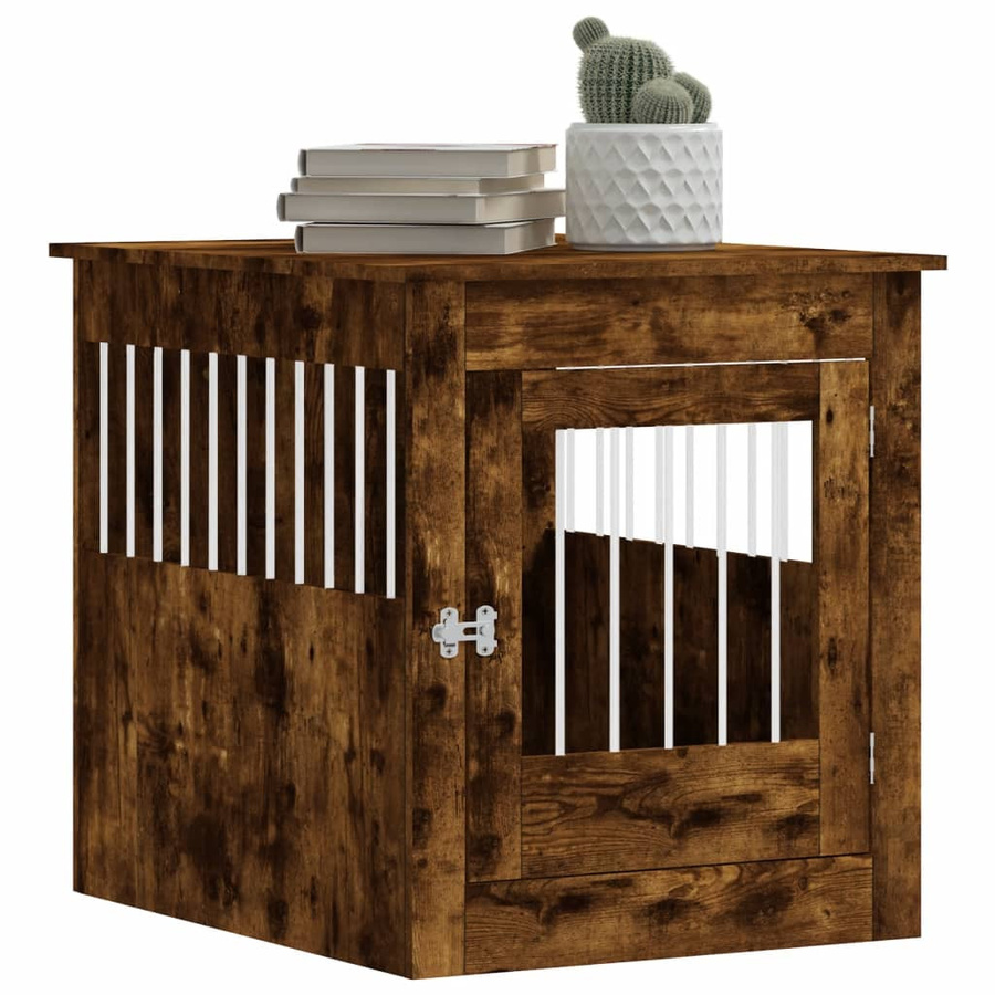 Vidaxl Hundezwinger aus Holz und Metall in Geräucherte Eiche, Braun, B/T/H: 64,5 x 80 x 71 cm - Bild 6