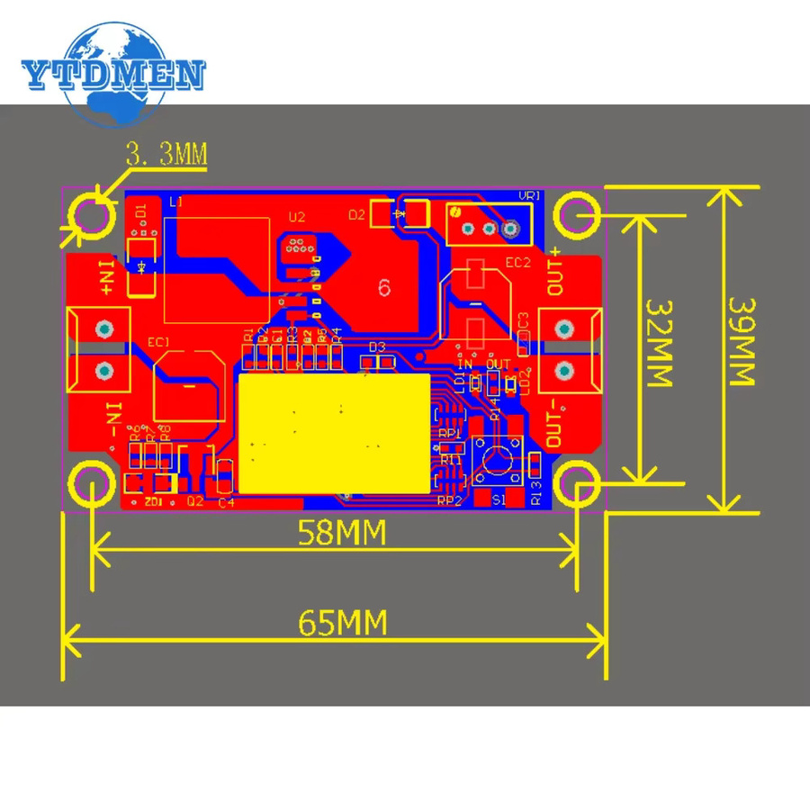 YTDMEN XL6009 Boost-Modul DC-DC Step-Up-Stromversorgungsmodul mit Digitalanzeige, Blau, 5–32 V auf 5–40 V, 4 A - Bild 3