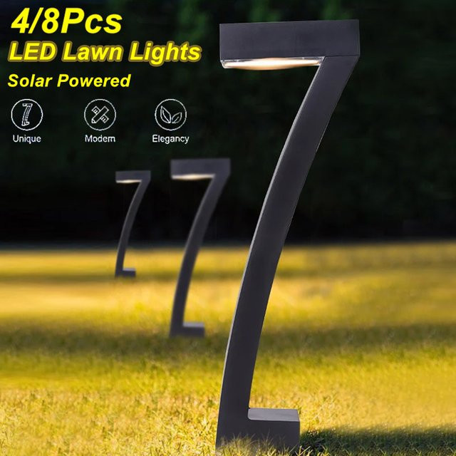 LINYILIGHT LED-Solar-Rasenleuchten in Schwarz mit Warmweißem Licht für Garten, Terrasse und Gehweg - Bild 1