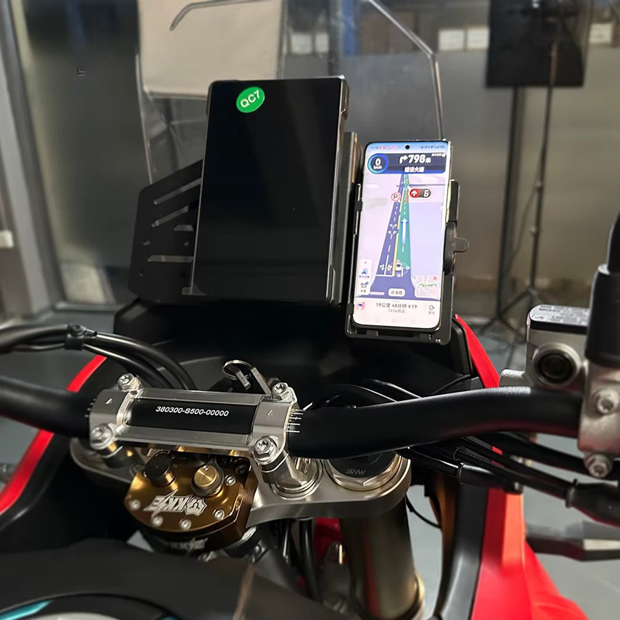 Aluminium Handy und GPS Navigationshalterung für KOVE 800X 800R Rally Motorrad in Schwarz - Bild 2