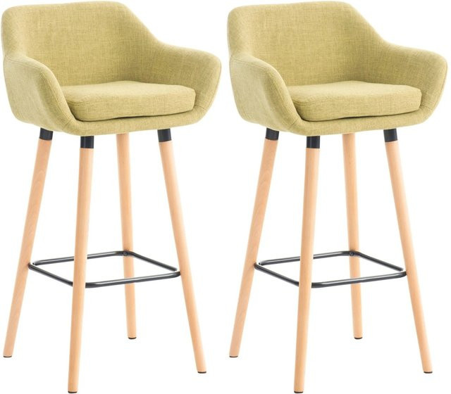 DELUKE Barhocker 2er Set mit Lehne in Hellgrün mit VILO Stoffbezug, H x B x T: 99 x 55 x 46 cm - Bild 1