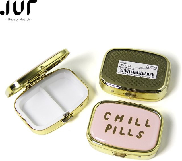 Jiauting Pillendose Mini Reise Aufbewahrungsbox mit Spiegel, Unisex - Bild 1