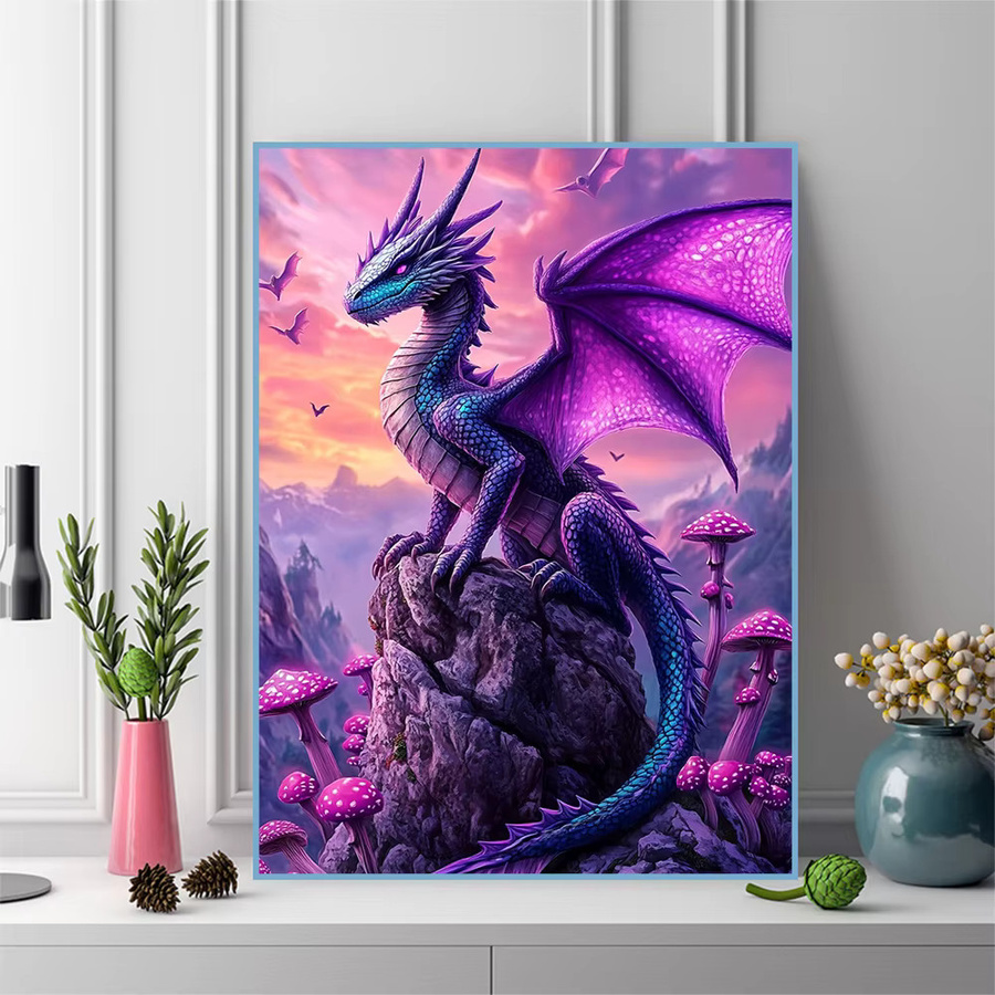 EverShine Diamant Mosaik Drachen Bild mit Strass Stickerei als Wanddekoration, Mehrfarbig, B: 30,0 cm, H: 20,0 cm - Bild 3