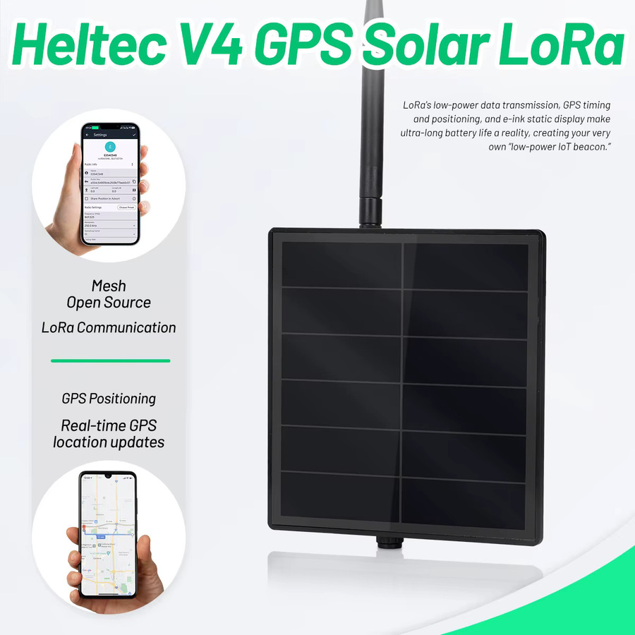 Heltec LoRa 32 V4 Meshtastic-Knoten mit GPS und WiFi als solarbetriebenes IoT-Batterie-Repeater-Kit in Schwarz - Bild 3