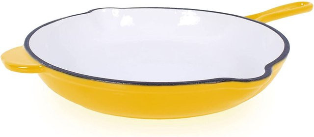 ECHTWERK Bratpfanne aus Gusseisen mit Emaille in Gelb, Durchmesser: 27 cm, Höhe: 5 cm - Bild 1