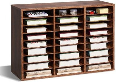VEVOR Literatur-Organizer Dokumentenablage mit 27 Fächern und herausnehmbaren Regalen aus MDF in Braun, B/T/H: 55,0 x 29,7 x 29,7 cm - Bild 1