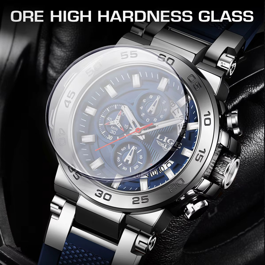 LIGE Armbanduhr Quarz, Silikon, Gold, Herren - Bild 4