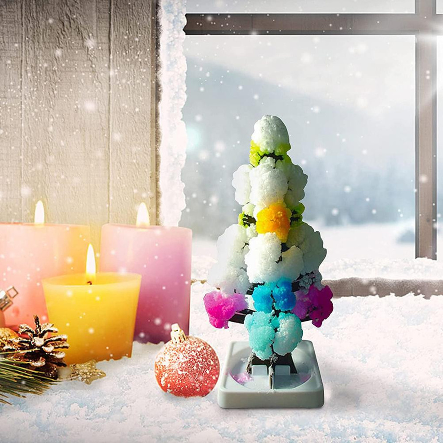 DIY Weihnachts-Papierbaum mit Schneeflocken-Effekt als magische wachsende Kristall-Dekoration in Multicolor - Bild 2