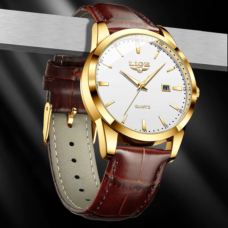 LIGE Armbanduhr Chronograph, Quarz, Leder, Herren - Bild 4