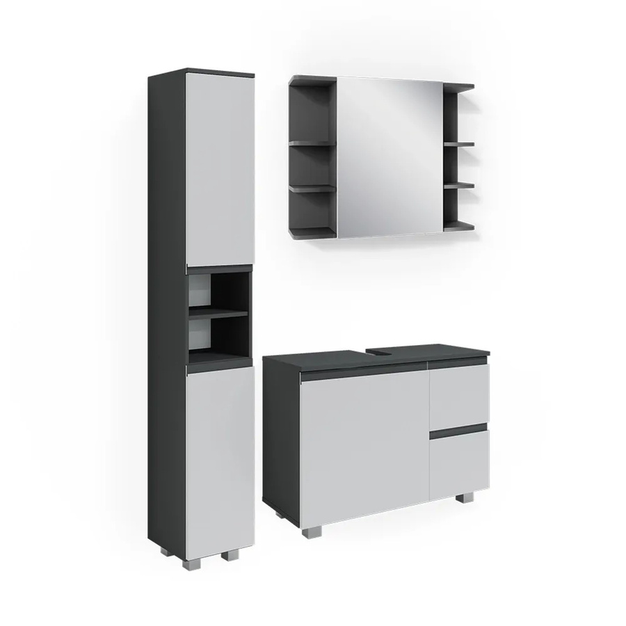 Vicco Badmöbelset J-Shape modern in Weiß und Anthrazit - Bild 3