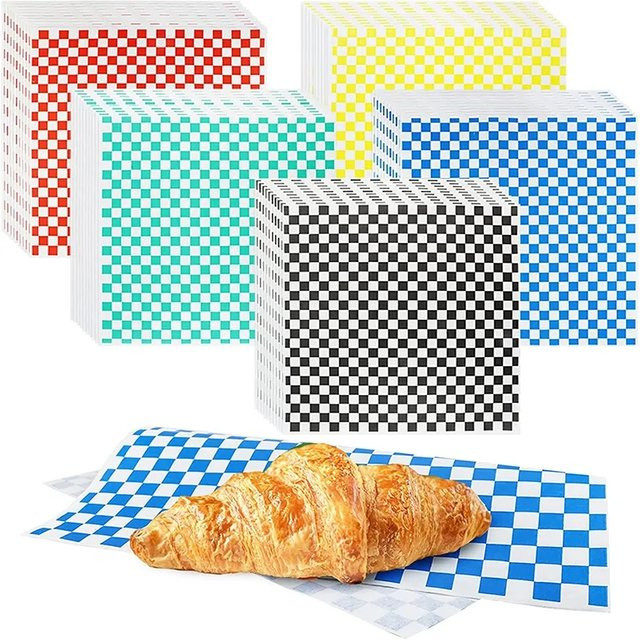 25 Stück Grhuct Wachspapier Lebensmittelqualität in Mehrfarbig für Brot, Sandwich, Burger und Pommes - Bild 1
