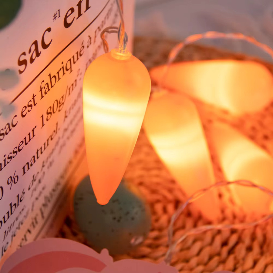 WEIGAO Oster-LED-Lichterkette mit Häschen, Karotten, Küken und Eiern in Mehrfarben und Warmweiß, 1,5 m Länge - Bild 2
