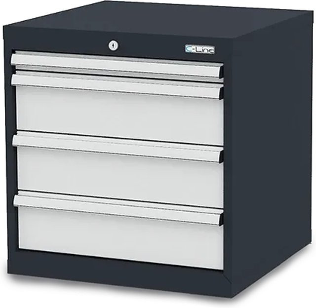 Simplaflex Schubladenschrank aus Stahlblech in Grau und Anthrazit, B/T/H: 90,0 x 57,5 x 62,0 cm - Bild 1