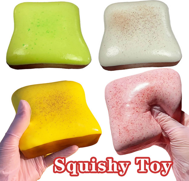 Bandai Butter Toast Squishy Fidget Toy, 4er-Set, pink - Bild 1