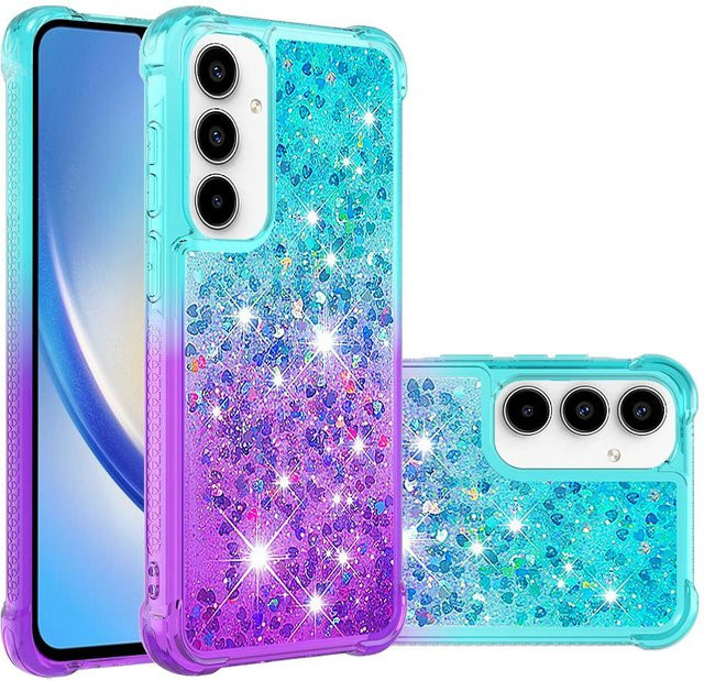 Stoßfeste HKNR Handyhülle mit glitzerndem zweifarbigen Treibsand-Effekt für Samsung Galaxy A57 A37 A27 A17 A07 A56 A36 A26 A16 A06 A55 A35 A25 A15 A05 A22 5G in Multicolour und Transparent - Bild 1