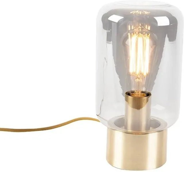 QAZQA Bliss Cute Tischlampe aus Messing mit Rauchglas, dimmbar, Farbe: Messing/Gold und Transparent - Bild 1