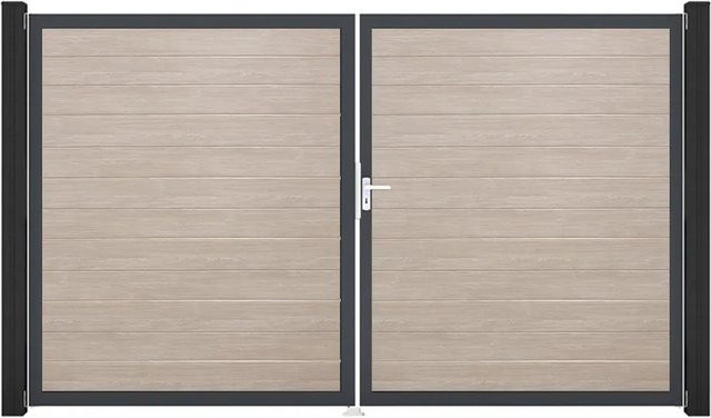 GroJa Tor Basicline Schmal 2-flügelig Sheffield Oak Rahmen B: 306 cm, H: 180 cm DIN Rechts - Bild 1