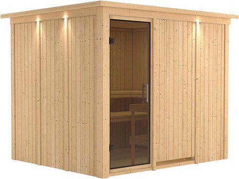 Karibu Sauna Jöhvi für 4 Personen aus Fichte in Beige ohne Ofen B/T/H: 245 x 210 x 202 cm - Bild 1