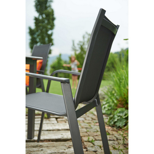 Acamp Set 4 Stapelsessel Urban aus Aluminium und Textilene in Anthrazit Grau B/T/H: 54 x 60 x 97 cm - Bild 3