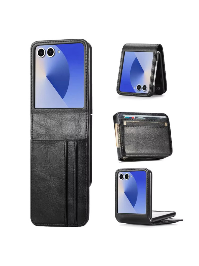 Brieftaschen-Handyhülle mit Kartensteckplatz und Scharnierschutz für Samsung Galaxy Z Flip 7, 6, 5, 4, 3 5G in Pink - Bild 5