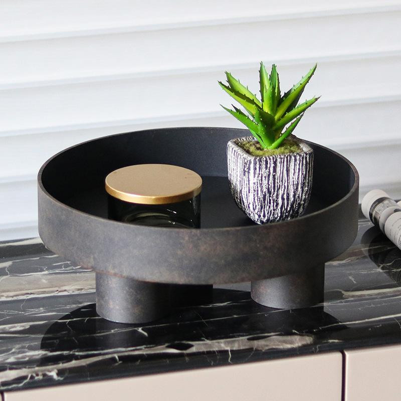 Nordische runde Metall-Fruchtschale mit Dreibein als Dekoration für Wohnzimmer und Esszimmer, Durchmesser: 35 cm, Höhe: 13 cm - Bild 2