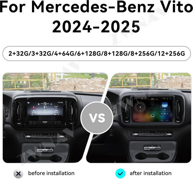 ZWNAV Android 15 Auto Radio mit 13,1 Zoll Touchscreen für Mercedes Benz Vito 2024-2025, Carplay, GPS Navigation und Multimedia-Player, Schwarz - Bild 1