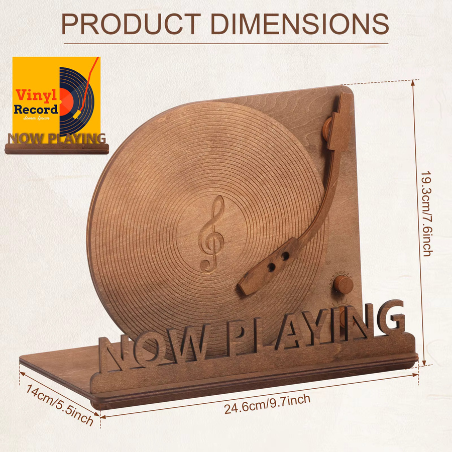 Willstar Retro-Schallplattenständer aus Holz in Braun für Vinyl-Platten - Bild 6