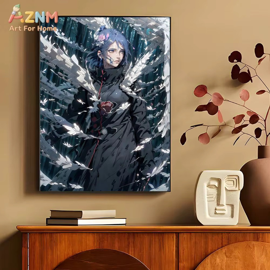 Kayou Naruto Akatsuki Konan Paper Angel Anime Leinwandgemälde Wandkunst Poster Mehrfarbig - Bild 5