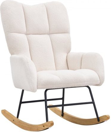 VEVOR Schaukelstuhl mit Teddy-Stoff und Armlehnen, Polsterstuhl für Kinderzimmer, Schlafzimmer und Wohnzimmer, Farbe: Weiß - Bild 1
