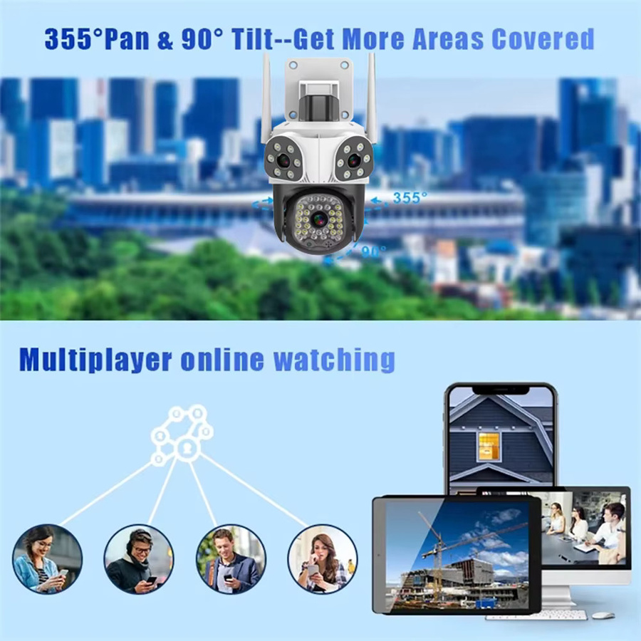 Eye4U WiFi Outdoor PTZ Überwachungskamera mit 15MP Triple-Lens, Drei-Bildschirm-Ansicht und Motion Tracking in Weiß - Bild 6