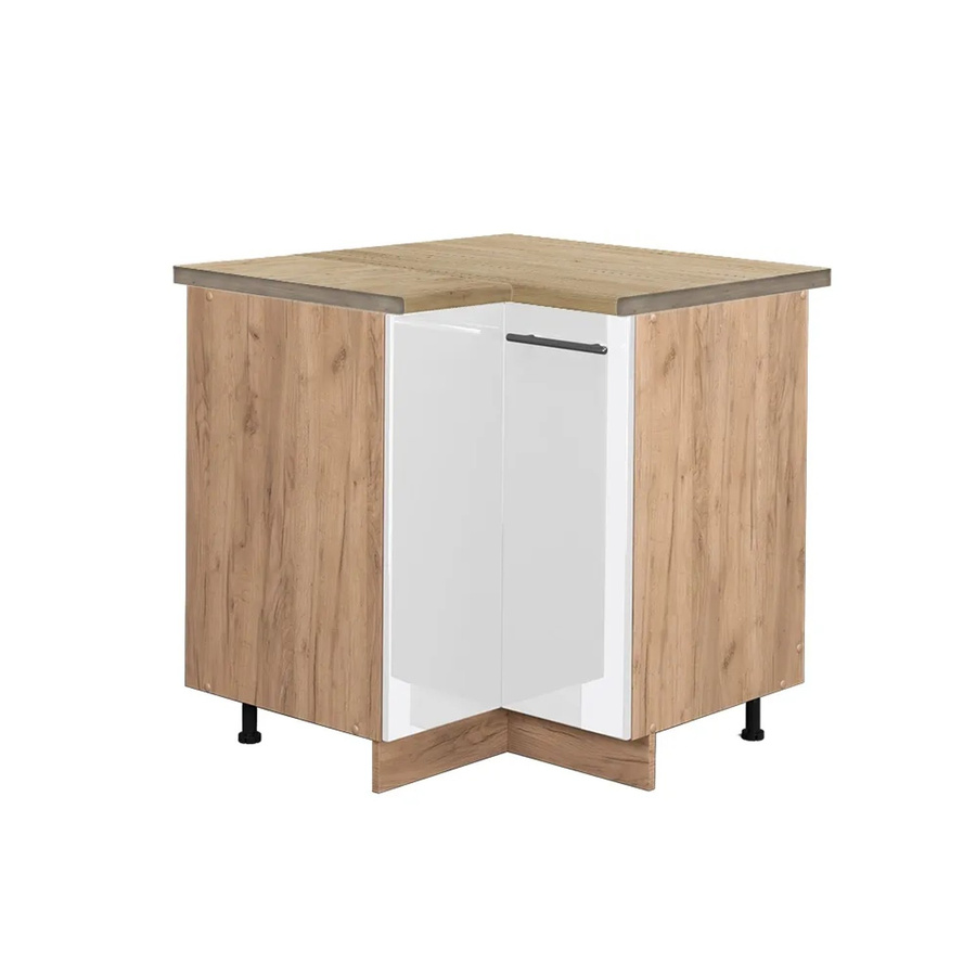 Vicco Eckunterschrank Fame-Line Küchenschrank Weiß Hochglanz und Goldkraft Eiche, B/T/H: 80,5 x 60,0 x 82,0 cm - Bild 2