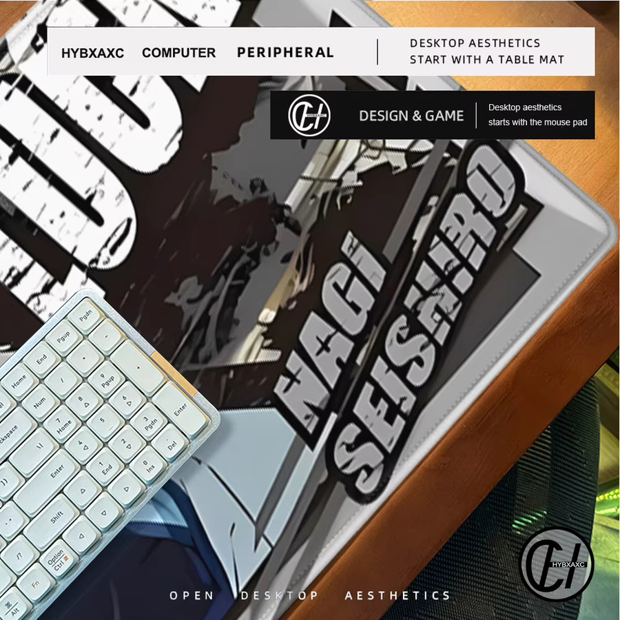 HYBXAXC Sae Itoshi Anime-Gaming-Mauspad mit blauem Schloss Design, rutschfeste Schreibtischunterlage für PC und Laptop, mehrfarbig - Bild 4