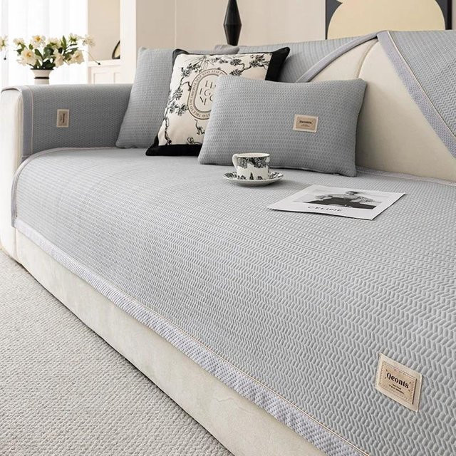 Yupartex Sommer-Sofa-Schonbezug aus Eisseide in Grau, rutschfester Möbelschutz für dein Wohnzimmer, Breite: 70 cm, Tiefe: 70 cm - Bild 1