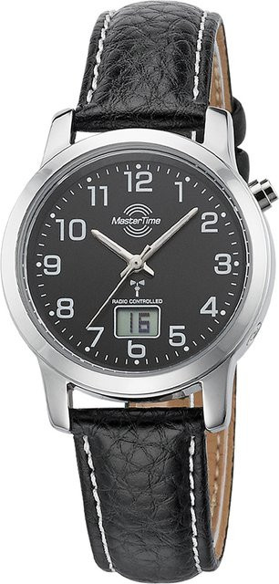 Master Time Damenuhr, Quarz, Edelstahl, 34 mm, Leder, Schwarz - Bild 1