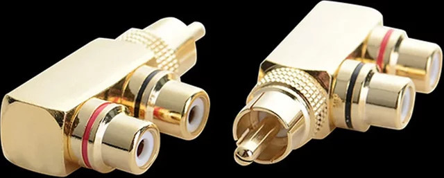 BSN RCA-Audio-Splitter-Adapter vergoldet, 1 Stecker auf 2 Buchsen, Farbe: Gold - Bild 1