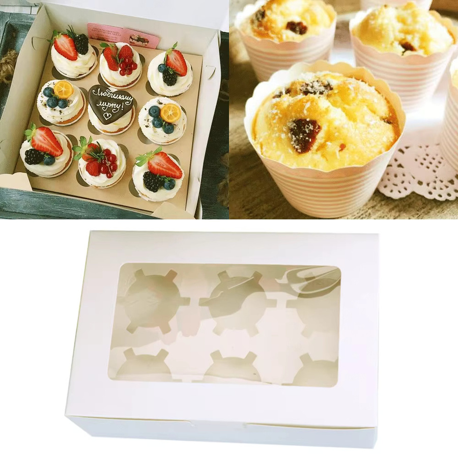 10 Stück weiße Gebäckboxen aus Papier für Kuchen, Muffins und Cupcakes - Bild 2