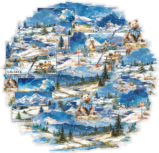 Etori Life Starry Night Hoshino Snow Trail Aufkleber-Set, 15-teiliges Set in Blau für Scrapbooking, Journal-Collage und Dekoration - Bild 1