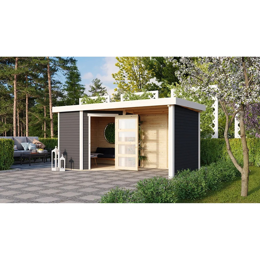 Karibu Gartenhaus Anvik 3 aus Holz in Grau, B/H/T: 433 x 218 x 217 cm - Bild 2
