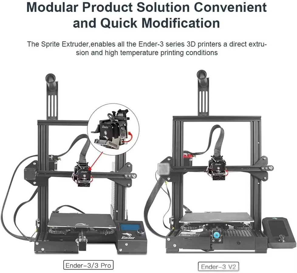 Creality Sprite Extruder Pro Kit 300 °C Hochtemperatur-Direktantrieb mit 3:5:1 Übersetzungsverhältnis für Ender-3-Serie FDM-Drucker in Schwarz - Bild 4