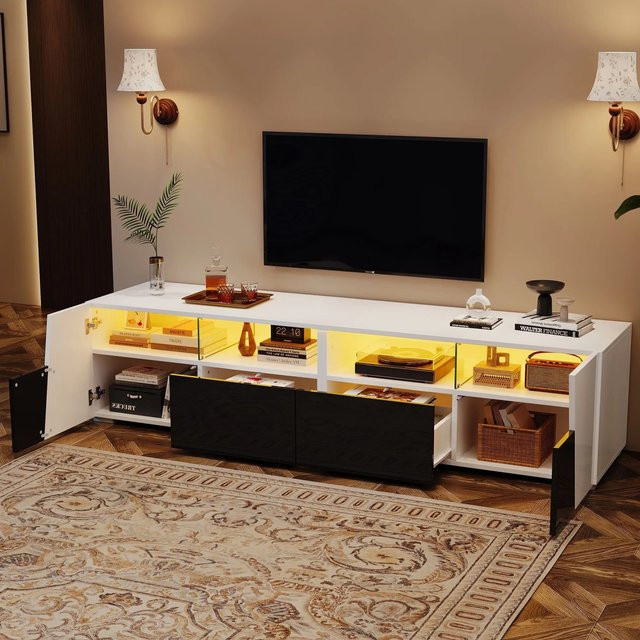 Merax TV Lowboard modern mit LED und 2 Schubladen, B/T/H: 180 x 38,5 x 45 cm - Bild 1